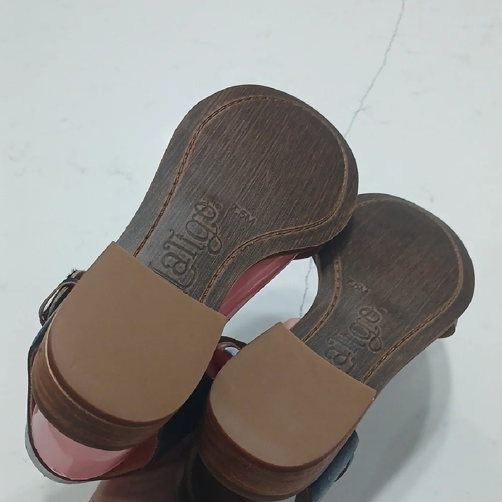 Latigo Black and Brown Sandals with Ankle Strap New Without Tags Or Box Leather